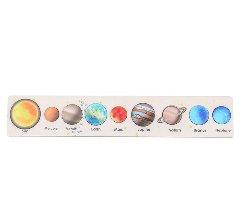 Children’s Wooden Planet Puzzle – Montessori Solar System Matching Game Toy
