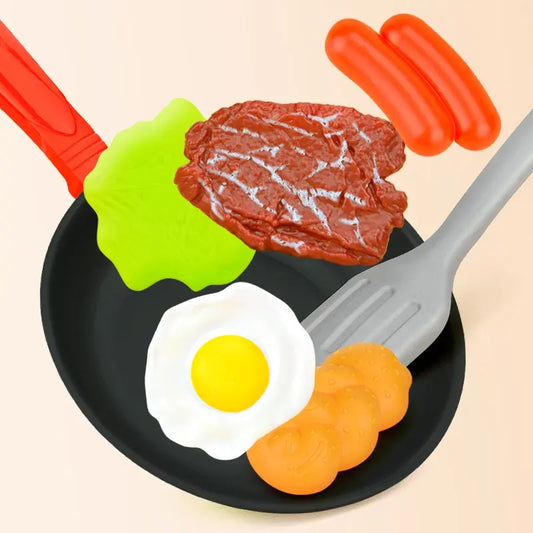 8PCS Simulation Kitchen Toy Set – Pretend Cooking Play Set for Kids with Pot, Steak & Food Items