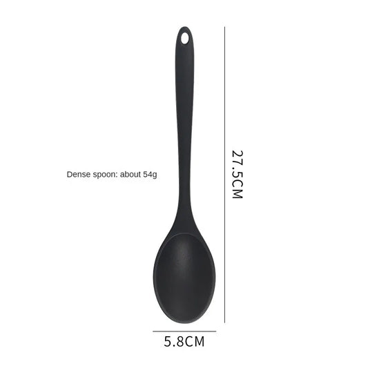 8ps Household black Silicone kitchenware 8-piece set of Chinese spaghetti spoon salad spaghetti spaghetti spaghetti，Rice spoon，