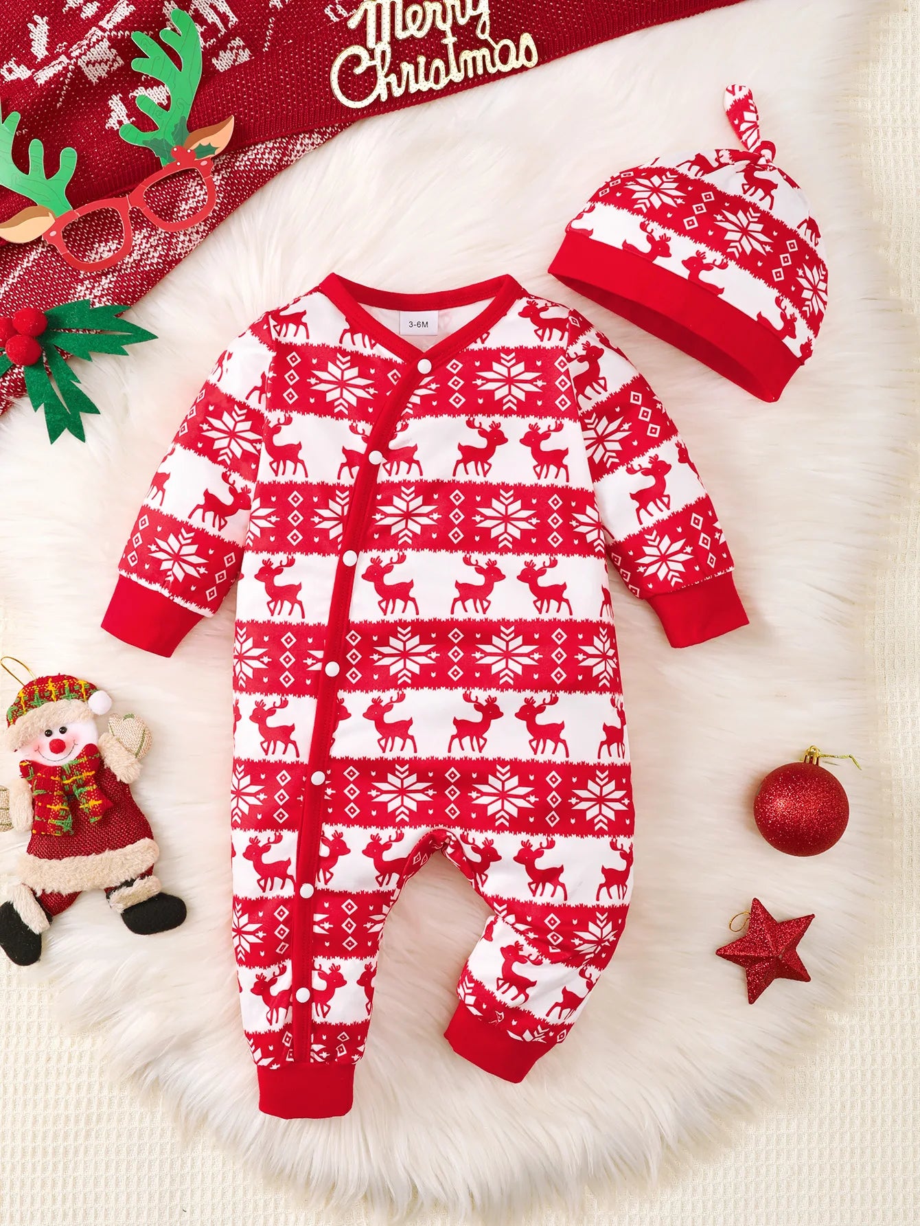 Bear Print Baby Romper – Soft Long Sleeve Winter Jumpsuit for Infants