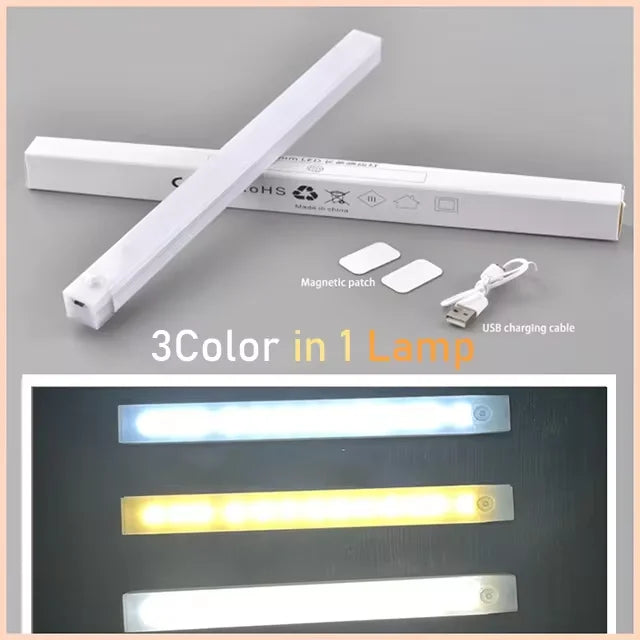 USB Rechargeable Cabinet Light – Motion Sensor LED Bar Light for Kitchen, Closet, Wardrobe, Bedside & Aisle Lighting