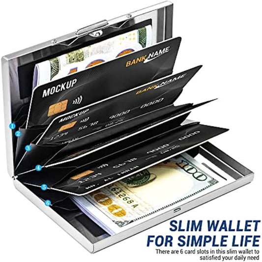 Anti-Scan RFID Blocking Aluminum Metal Card Holder – Slim Wallet for Business and Travel