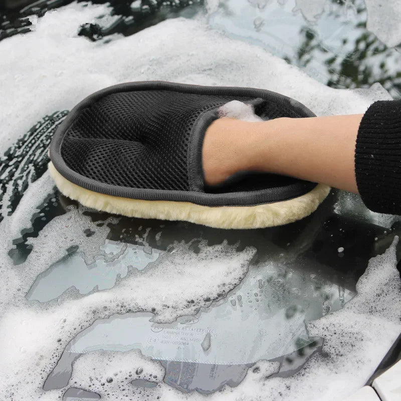 1pcs Car Washing Imitation Wool Gloves Thickened Plush Car Wiping Gloves Waxing Polishing Car Cleaning Products  cleaning cloth