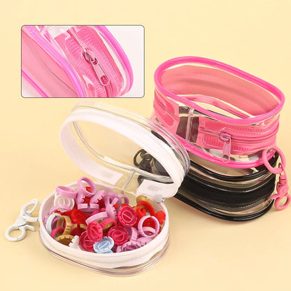 Portable Mini Clear Zipper Storage Bag With Keychain Makeup Brush Travel Cosmetics Organizer Case Cute Pvc Dustproof Bags Tool