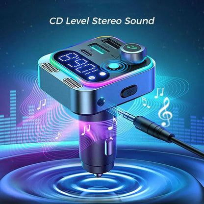 2024 Bluetooth 5.3 FM Transmitter for Car Stronger Dual Mics Deep Bass Sound 48W PD&QC3.0 Car Charger Bluetooth Adapter