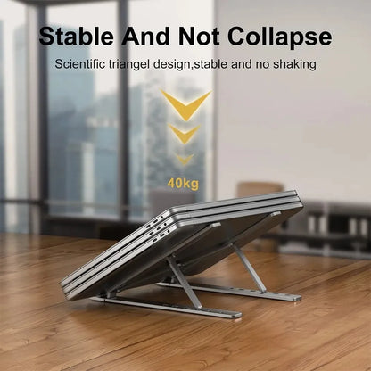 Foldable Adjustable Laptop Stand – Portable Aluminum Alloy & ABS Notebook Holder for MacBook, Laptop, PC