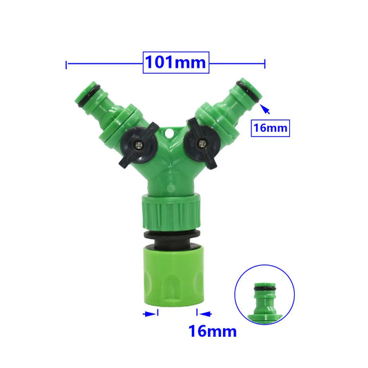 2-Way Tap Hose Splitter – 1/2" & 3/4" Garden Y Splitter with Adjustable Valve Control