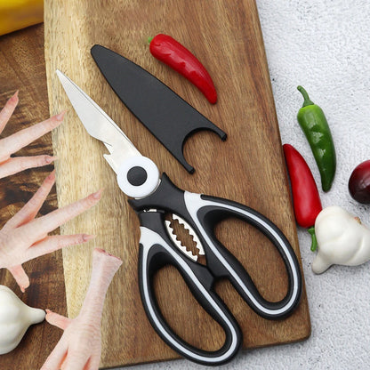 1PC/2PCS Multi-Functional Scissors Kitchen Sharp Scissors Chicken Scissors Fish Bone Bottle Opener Rust-Proof Non-Slip Handle