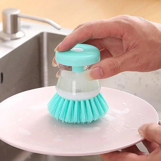 Automatic Soap Dispenser Dish Brush – Press-Top Kitchen Scrubber with Liquid Filling