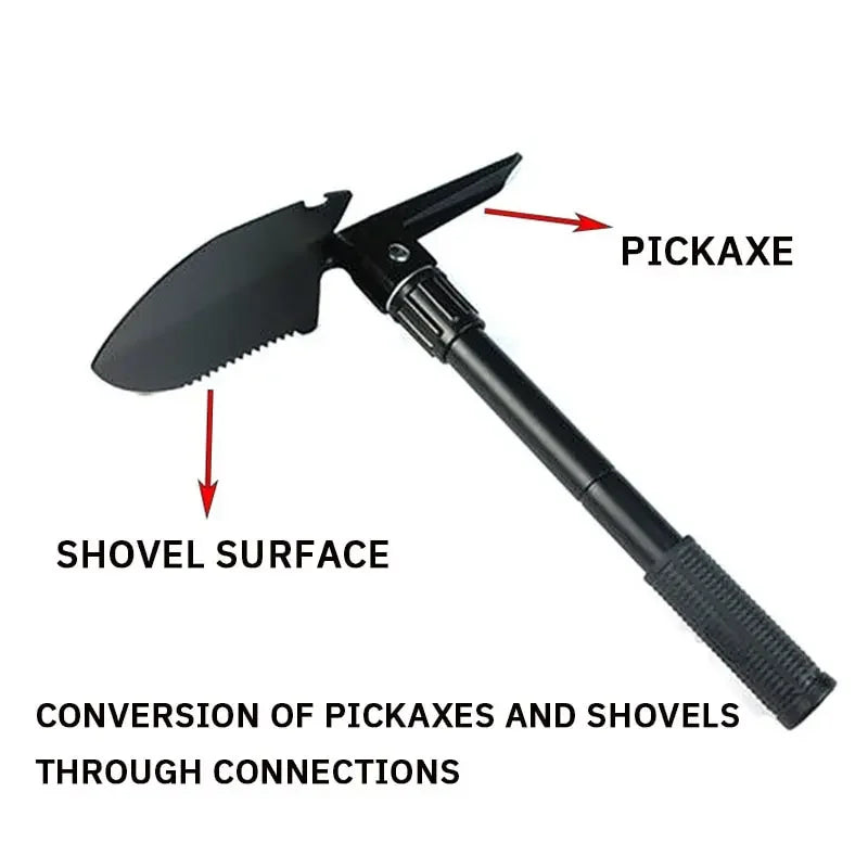 1PC Folding Military Shovel – Outdoor Multifunctional Shovel Pickaxe for Camping, Fishing & Emergency Use