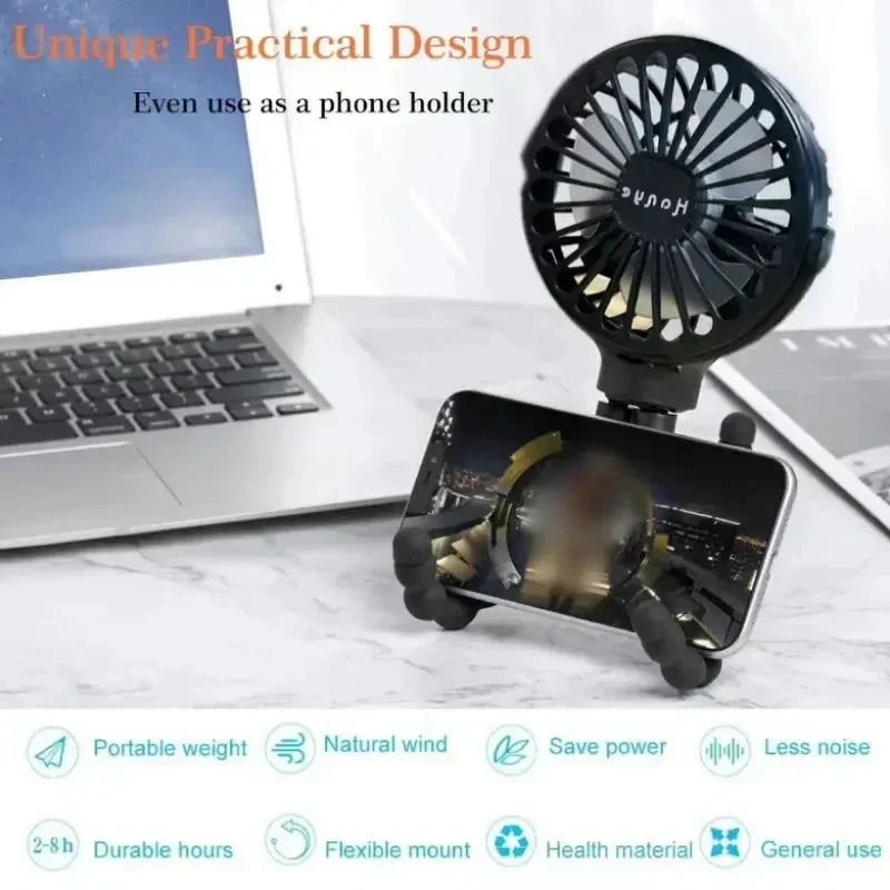 Baby Stroller Fan – Handheld Rechargeable USB Bladeless Mini Folding Fan for Outdoor, Table, or Neck Use