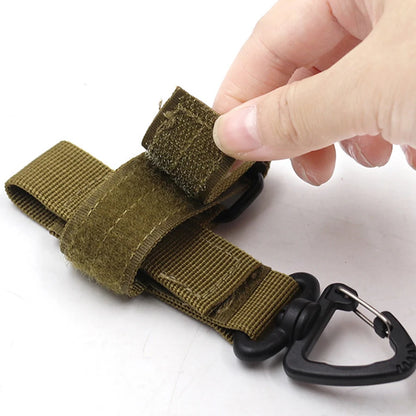 Tactical Nylon Webbing Belt with D-Ring Carabiner – Keychain Hook with Magic Tape Fastener