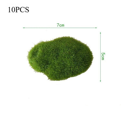 10 قطع من أحجار الطحالب الاصطناعية - كرات طحالب خضراء مزخرفة للمنزل والحديقة وتنسيقات الزهور 