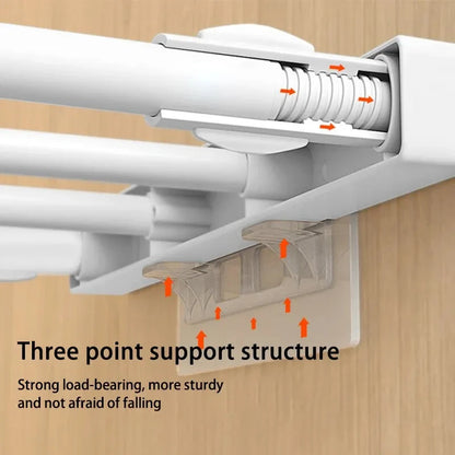 White Expandable Divider Punch-Free Retractable Multi-Layer Shelf – Wardrobe, Kitchen & Bathroom Storage Organizer
