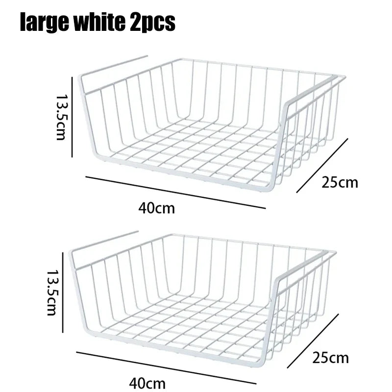 Multi-Functional Perforated Hanging Storage Basket – Iron Wire Rack for Kitchen & Bathroom Organization