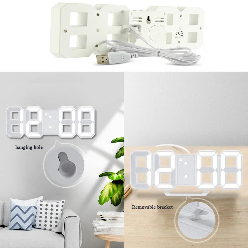 3D LED Digital Alarm Clock – Wall & Desk Clock with Temperature Display for Home & Office