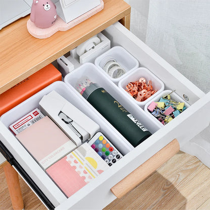 8pcs Adjustable Drawer Organizer Box Set – Makeup, Kitchen, Closet & Bathroom Storage Trays