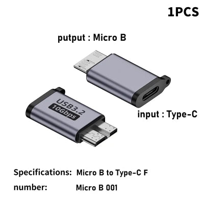 محول Micro B USB 3.0 ذكر إلى النوع C أنثى، موصل للقرص على محرك أقراص ثابتة خارجي، كابل 