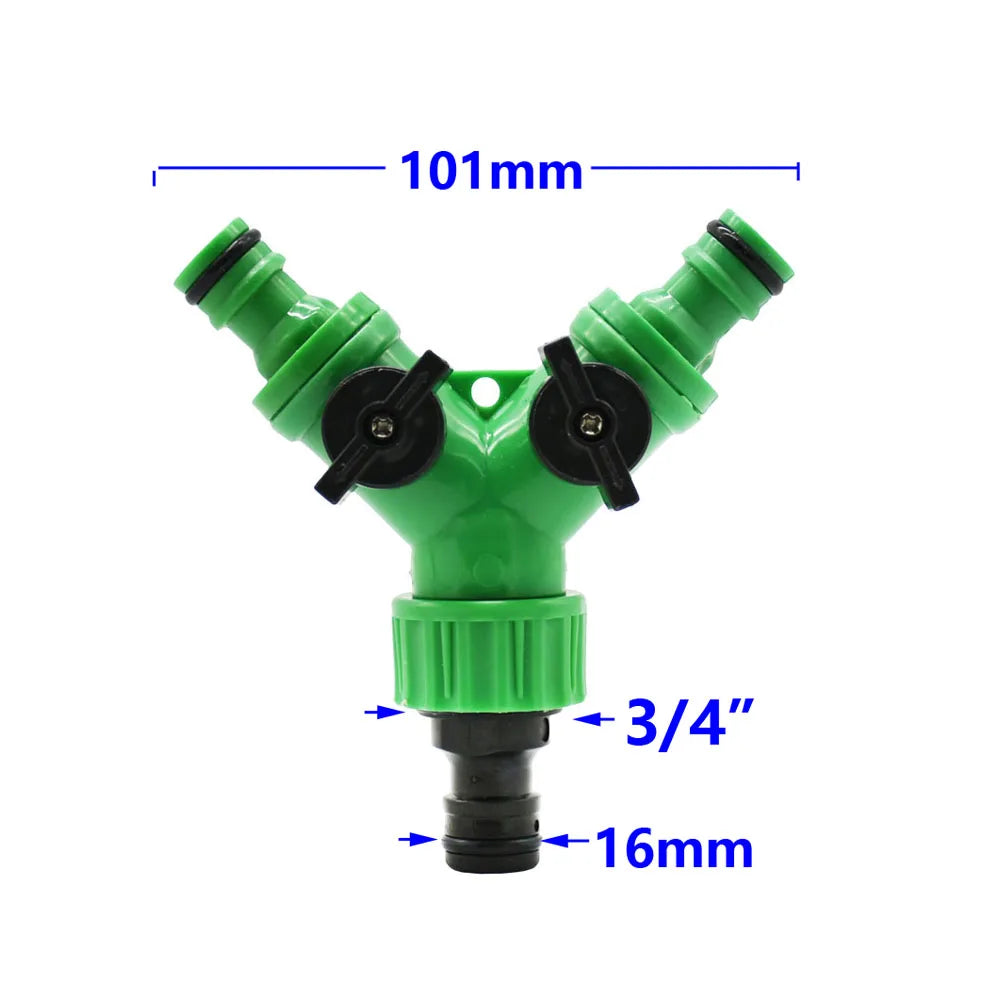 2-Way Tap Hose Splitter – 1/2" & 3/4" Garden Y Splitter with Adjustable Valve Control