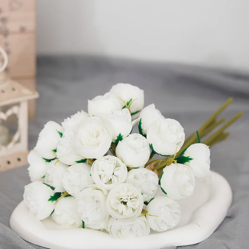 باقة من 27 زهرة من زهور الفاوانيا الوردية الحريرية الاصطناعية لتزيين المنزل وحفلات الزفاف