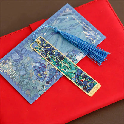 فاصل كتاب معدني مزخرف بالزهور - مشبك صفحات كتاب من النحاس المجوف للطلاب والقراء