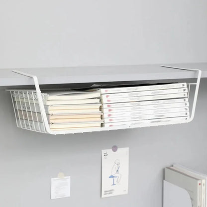 Multi-Functional Perforated Hanging Storage Basket – Iron Wire Rack for Kitchen & Bathroom Organization