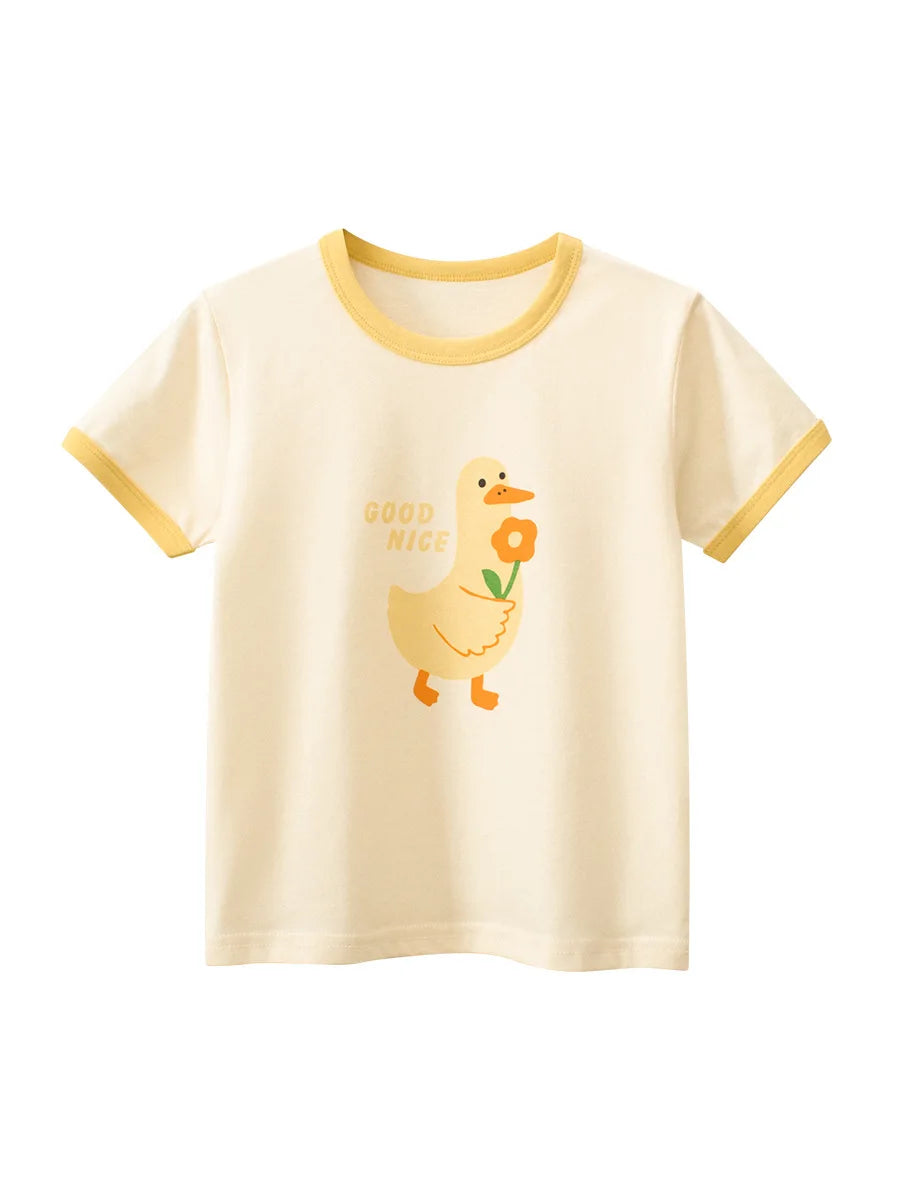 2025 Summer Kids’ Girls Short Sleeve T-Shirts – Printed Little Girl Tops for Toddlers (Ages 2-8 Years)