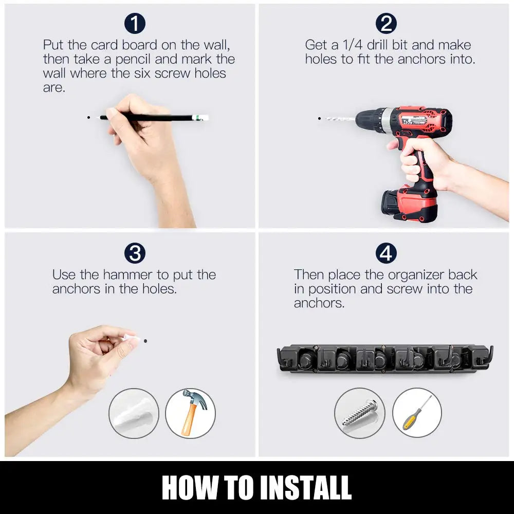 حامل ممسحة جداري – علاقة متعددة الوظائف للمكنسة وأدوات التنظيف بثلاثة أو أربعة أو خمسة أوضاع