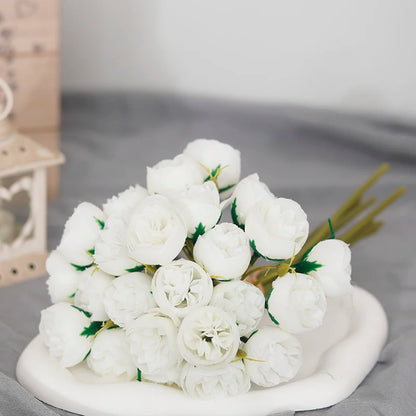 باقة من 27 زهرة من زهور الفاوانيا الوردية الحريرية الاصطناعية لتزيين المنزل وحفلات الزفاف