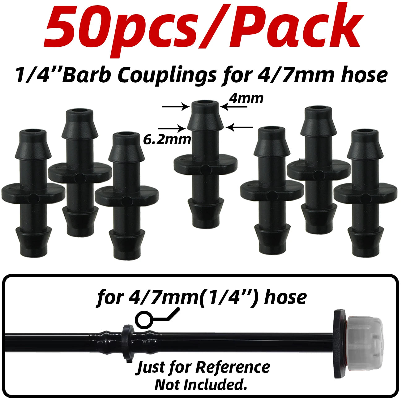 وصلات الري بالتنقيط ذات الأسنان 4/7 مم - وصلات خراطيم الأنابيب 1/4 بوصة للحدائق والمروج وأصص الزهور (1-50 قطعة)