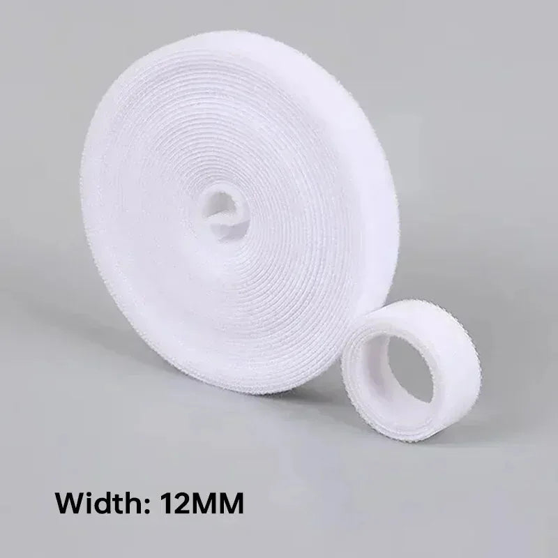 منظم كابلات بالجملة، بطول 2/5 أمتار/لفة، عرض 12 مم، لفافة كابلات USB، أربطة نايلون سهلة القطع، مناسبة للفأرة وسماعات الأذن. 