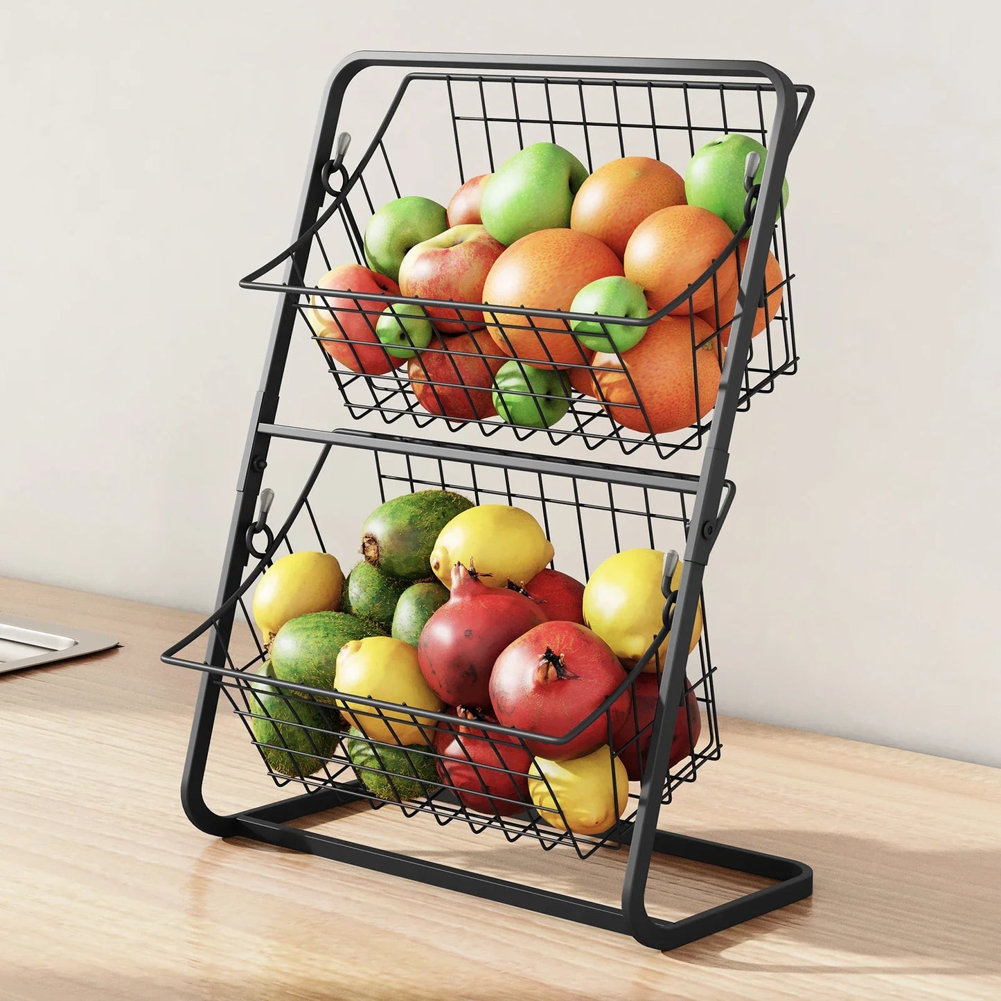 Fruit & Vegetable Wire Basket – Removable Kitchen Countertop Storage Rack for Spices & Snacks