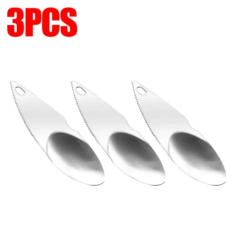 مجموعة من 12/6/3 قطع من مقشرة الكيوي ومغرفة الفاكهة المصنوعة من الفولاذ المقاوم للصدأ - سكين تقشير مسنن وقاطع