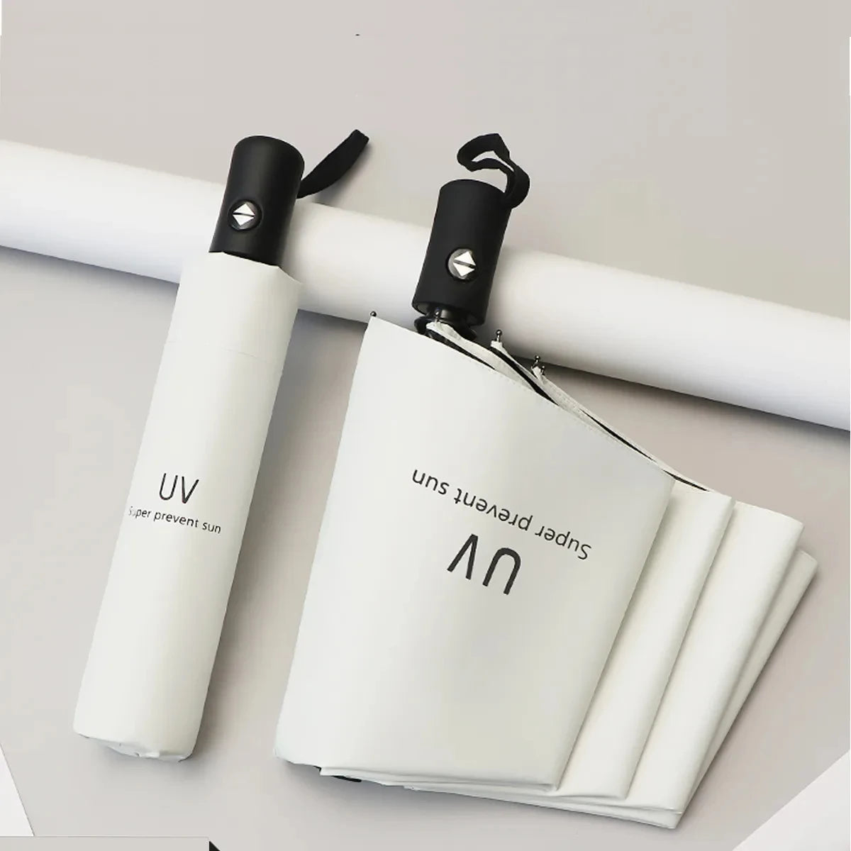 8-Rib Automatic Folding Umbrella – Windproof Compact Umbrella with UV Protection for Sun & Rain