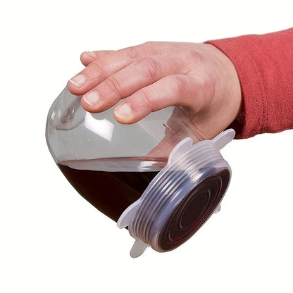 6Pcs Silicone Fresh-Keeping Covers – Reusable Stretch Canning Lids in Blue & White for Airtight Food Storage