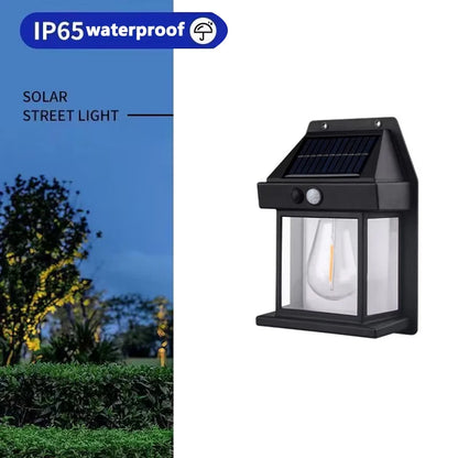 Outdoor Solar Tungsten Wall Light with Motion Sensor IP65 Waterproof LED Safety Light for Patio Outdoor Deck Porch Barn Balcony