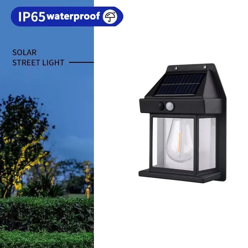 Outdoor Solar Tungsten Wall Light with Motion Sensor IP65 Waterproof LED Safety Light for Patio Outdoor Deck Porch Barn Balcony