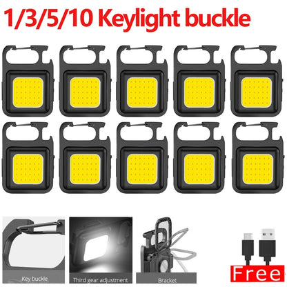 Super Bright Mini COB Keychain Flashlight – Portable Rechargeable Camping Light with Magnet & 4 Lighting Modes