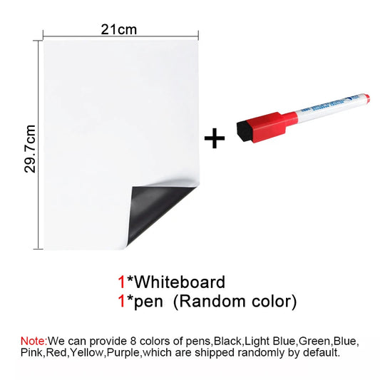 A4 Magnetic Dry Erase Board – Flexible Fridge Whiteboard Sheet for Kitchen Memo & Grocery List
