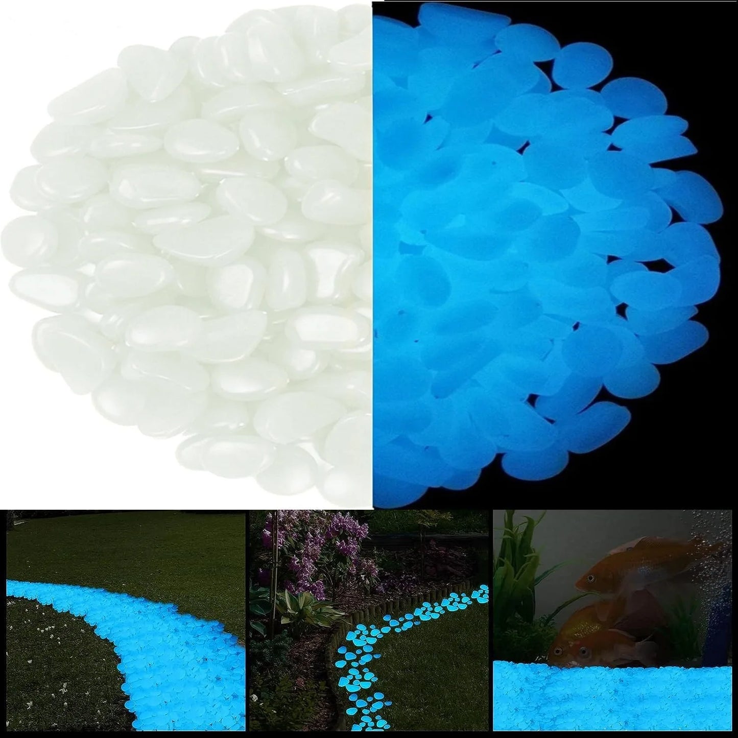 50/200PCS Glow in The Dark Rocks Outdoor Luminous Glowing Pebbles Stones Rocks for Indoor Outdoor Decorations Garden Lawn Yard