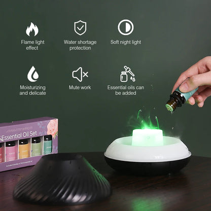 Kinscoter Volcanic Flame Aroma Diffuser – 130ml Essential Oil Diffuser & USB Humidifier with Night Light