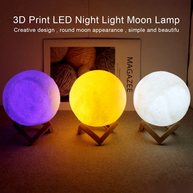 LED Moon Night Light – 3D Galaxy Lamp for Bedroom Décor, Gifts for Girls, Boys & Kids