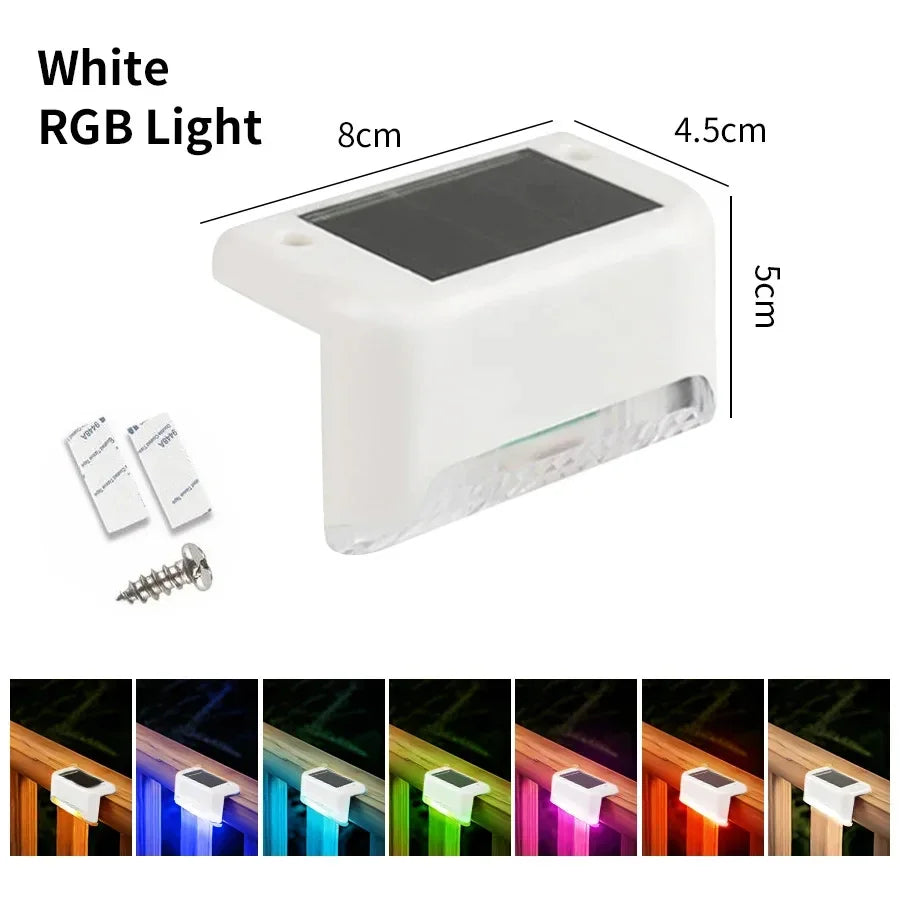 قطعة واحدة أو 4 قطع من مصابيح سطح السفينة الشمسية، مصابيح خارجية تعمل بالطاقة الشمسية، مقاومة للماء، مصباح حديقة يعمل بالطاقة الشمسية، مصباح درج للفناء، درابزين، ممر 