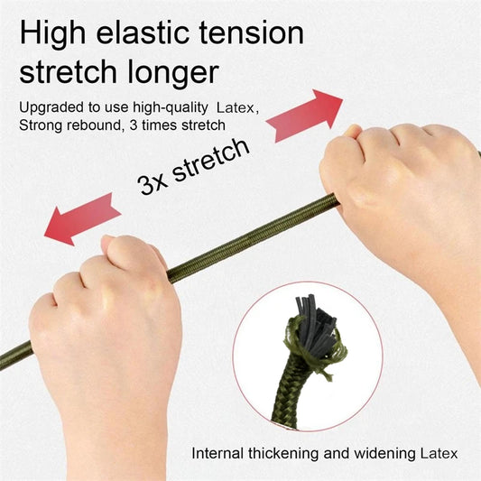 Adjustable Heavy-Duty Bungee Cord with Carabiner – 30–120cm Elastic Tie Strap for Luggage, Kayak, and Camping