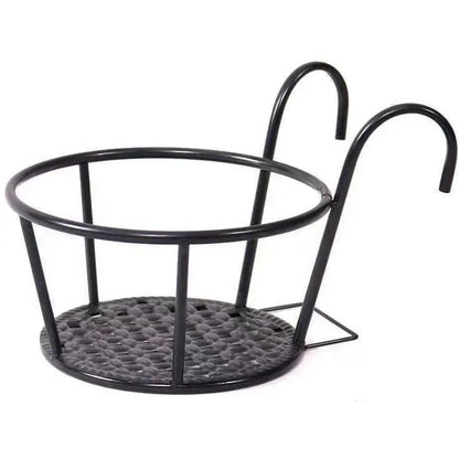 1PC Iron Art Hanging Baskets Flower Pot Balcony Hanging Plant Round Racks Railing Fence Outdoor Window Bonsai Stand Decoration