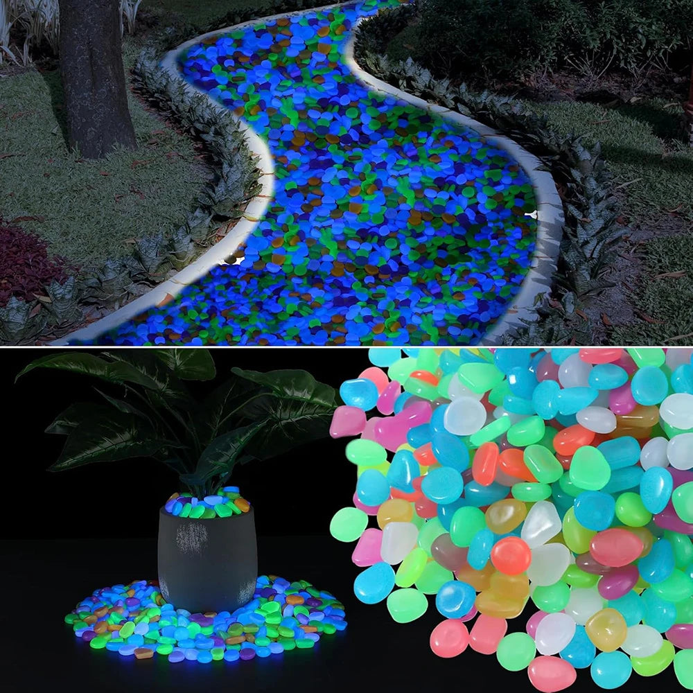 50/200PCS Glow in The Dark Rocks Outdoor Luminous Glowing Pebbles Stones Rocks for Indoor Outdoor Decorations Garden Lawn Yard