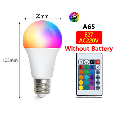 16 Colors RGBW Bulb LED Multicolor Bulb E27 Base 220V Household Lighting Dimmable 24 Key Remote Control Atmosphere Neon Light