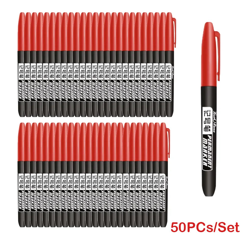 6 PCS Permanent Marker Pen Manga Drawing Markers Black Blue Red Waterproof Ink Sketch Pens Stationery Art School Supplies