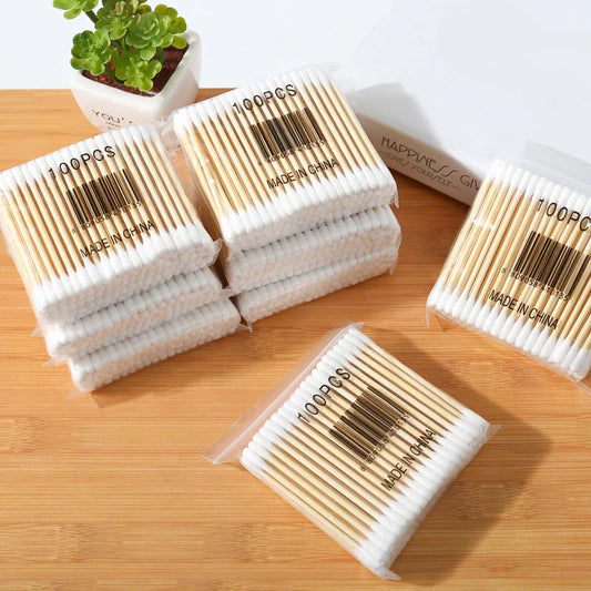 300/500/1000pcs Double Head Cotton Swabs – Soft Cotton Buds for Makeup, Nose & Ear Cleaning