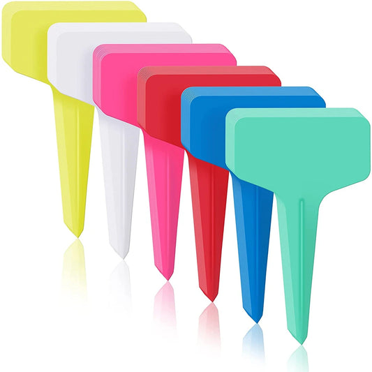 30Pcs T-Shape Plant Labels with Pen – Waterproof Garden Markers for Seedlings & Pots (10CM, 6 Colors)